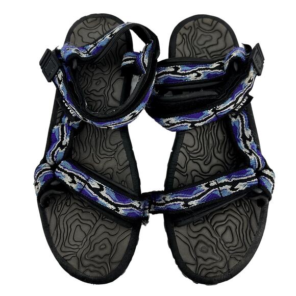 Teva Hurricane Strappy Sport Sandals Printed Hiking Camp Outdoor Purple Blue 10 - Picture 1 of 9